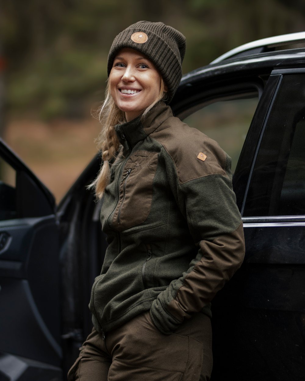 Moss Green Coloured Pinewood Windy Hat on outdoor background