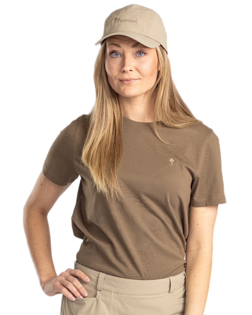Green Hunter Brown Khaki coloured Pinewood Womens 3 Pack T-Shirt on white background