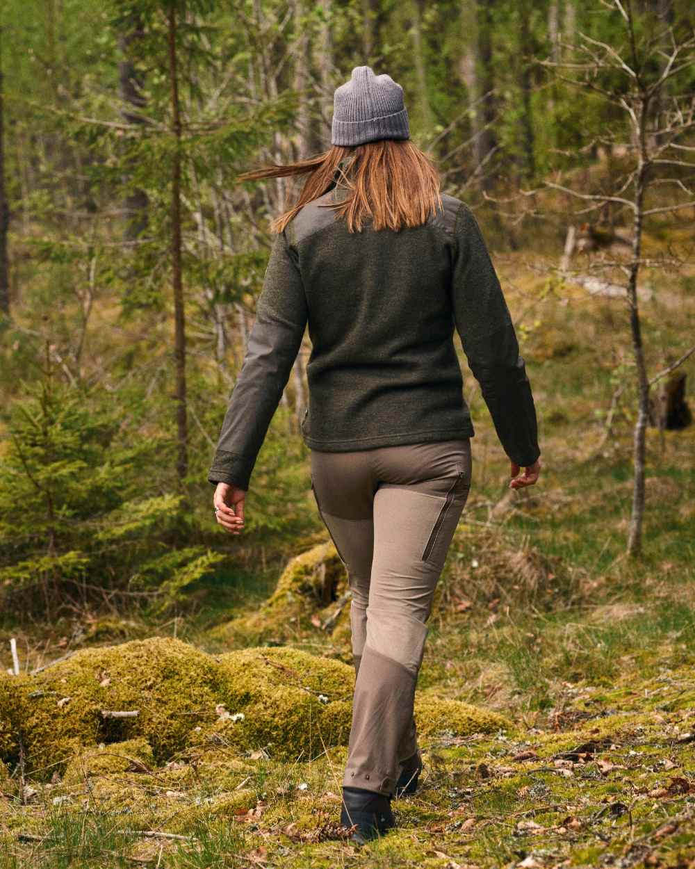 Mole Brown Coloured Pinewood Womens Abisko Brenton Trousers on forest background