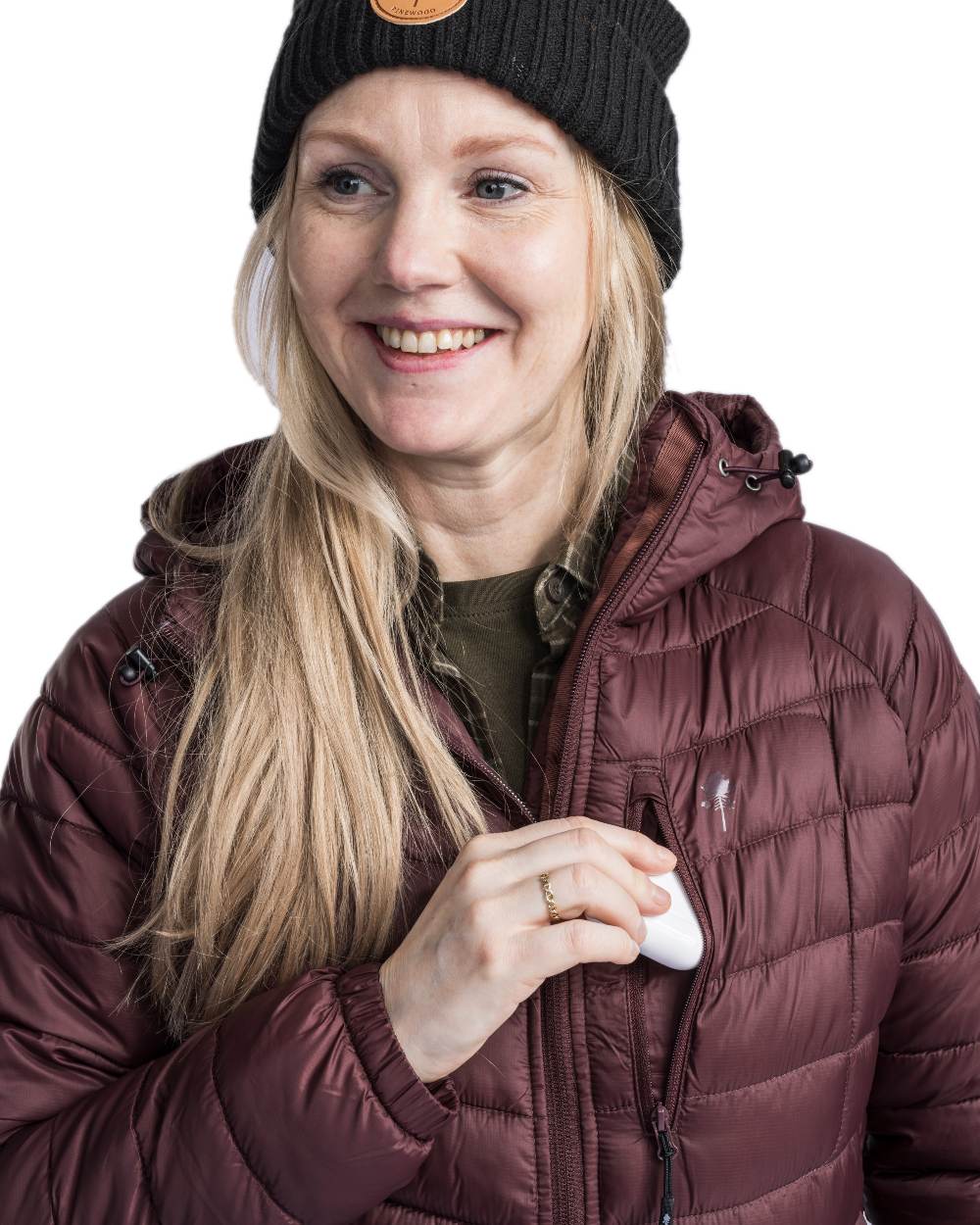 Earth Plum Coloured Pinewood Womens Abisko Insulation Jacket on white background