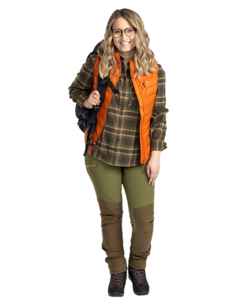 Burned Orange Coloured Pinewood Womens Abisko Insulation Vest on white background