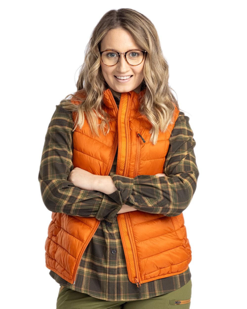 Burned Orange Coloured Pinewood Womens Abisko Insulation Vest on white background