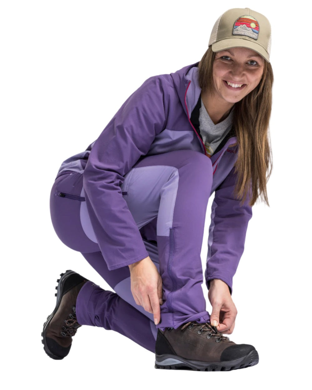 Light Lilac Coloured Pinewood Womens Abisko Light Stretch Trousers on white background