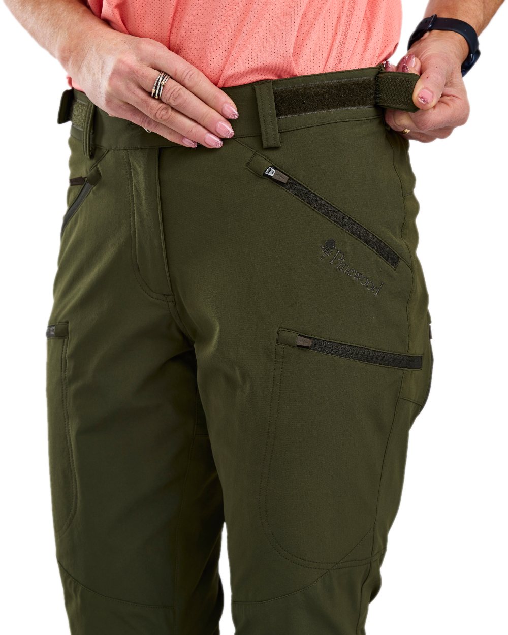 Mossgreen Coloured Pinewood Womens Abisko Light Stretch Trousers on white background