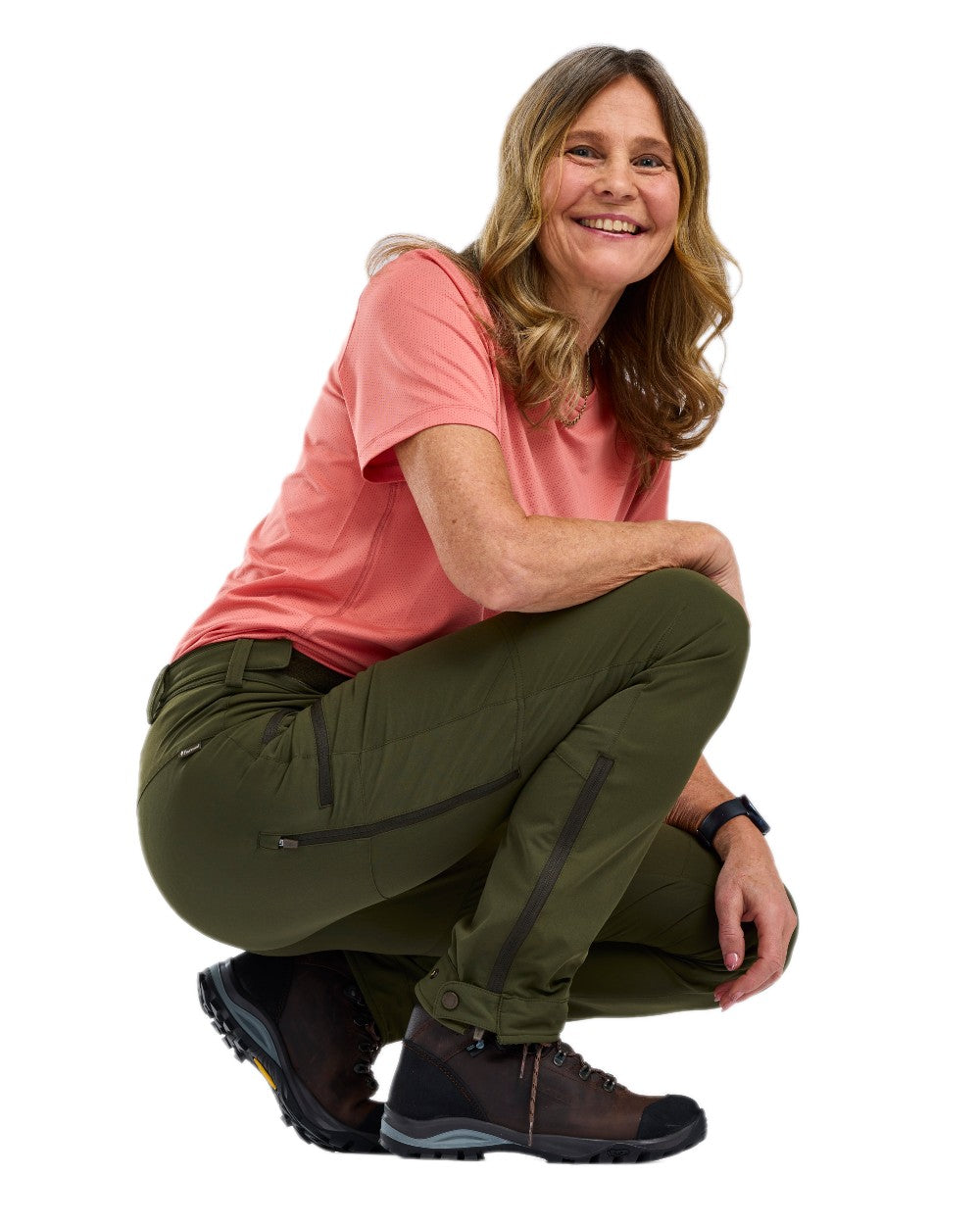 Mossgreen Coloured Pinewood Womens Abisko Light Stretch Trousers on white background