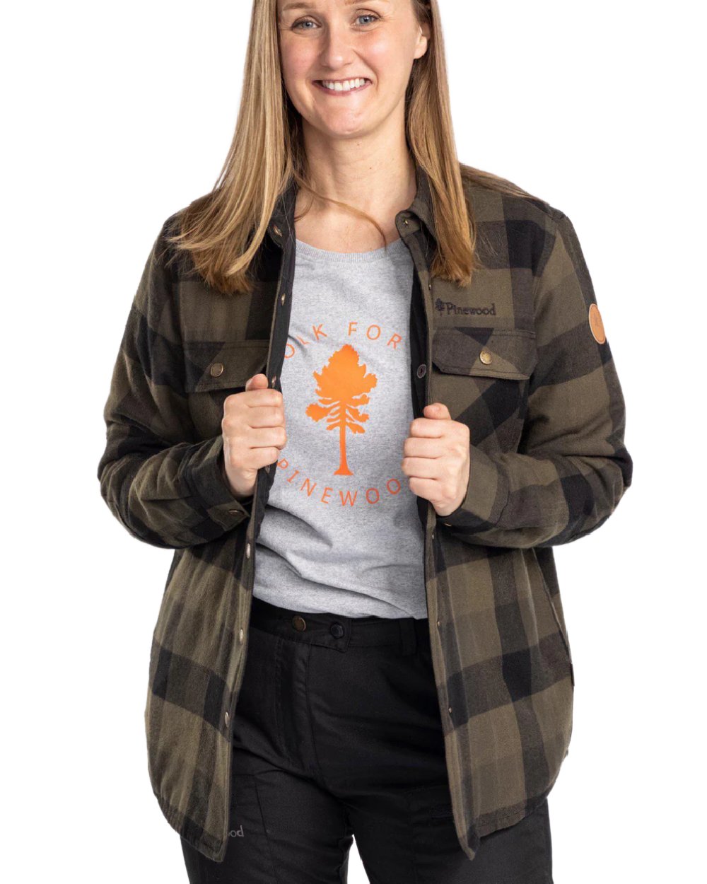 Green Black coloured Pinewood Womens Canada Classic 2.0 Shirt on white background