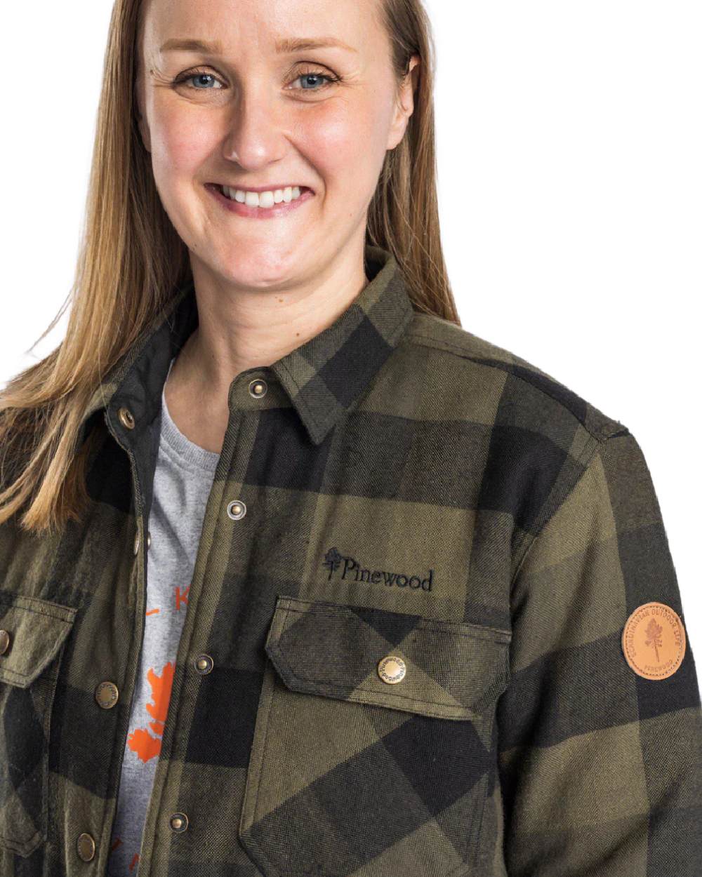 Green Black coloured Pinewood Womens Canada Classic 2.0 Shirt on white background