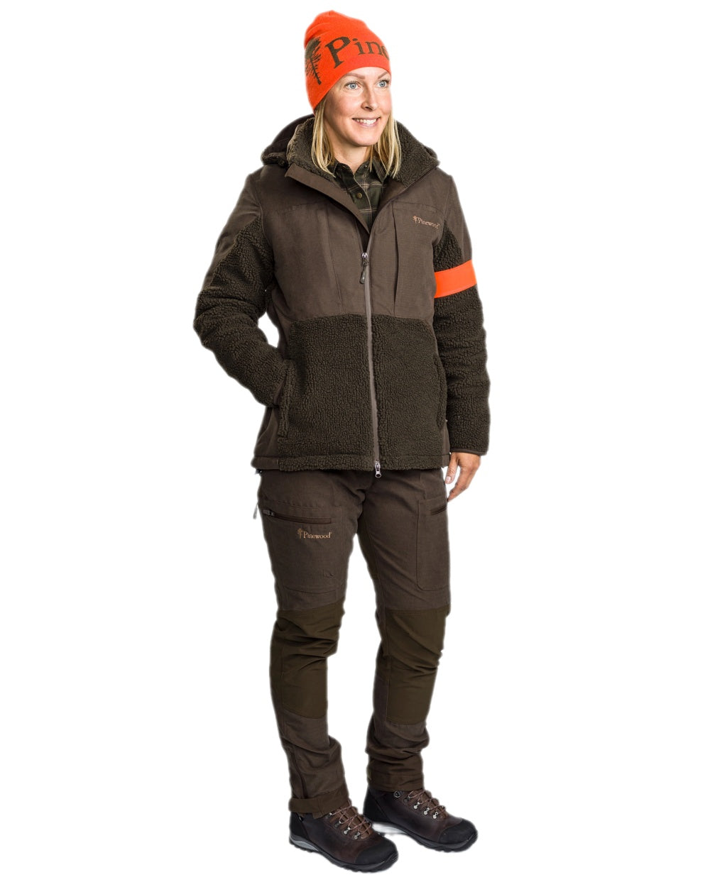 Suede Brown Dark Olive Coloured Pinewood Womens Furudal Caribou Hunt Trousers on white background