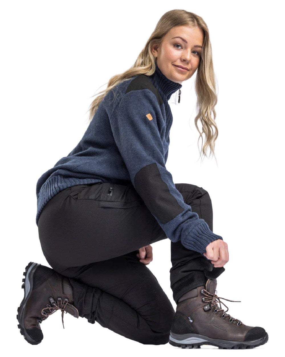 Black coloured Pinewood Womens Caribou TC Trousers on white background