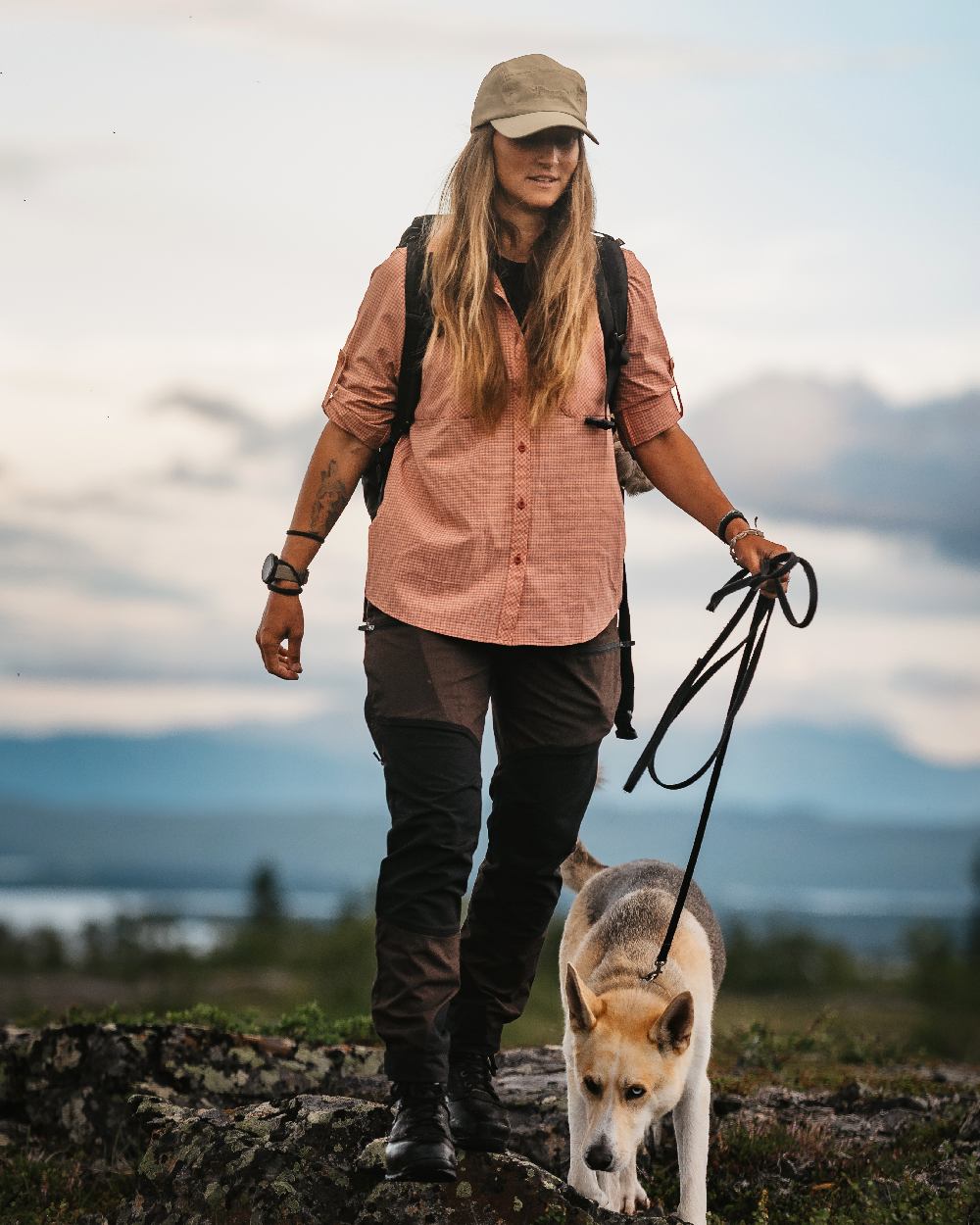 Dark Brown Black Coloured Pinewood Womens Caribou TC Trousers on outdoor background
