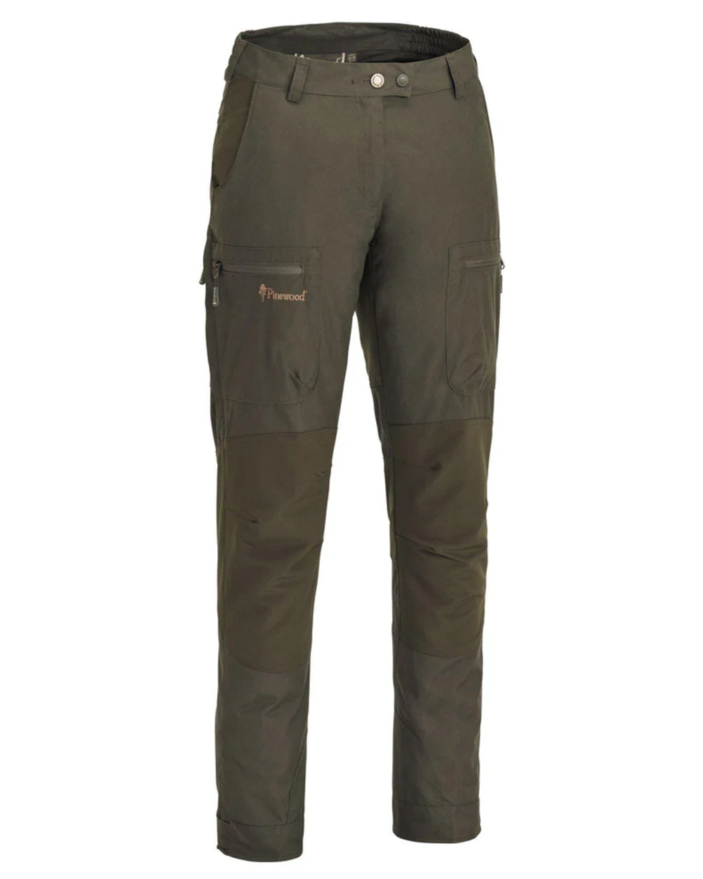 Dark Olive coloured Pinewood Womens Caribou TC Trousers on white background