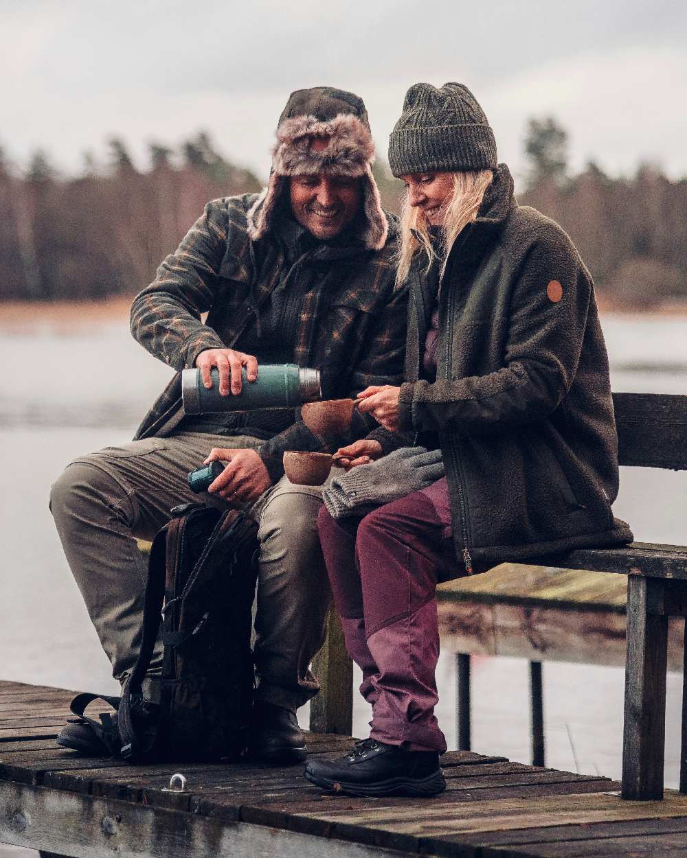 Light Plum Earth Plum Coloured Pinewood Womens Caribou TC Trousers on outdoor background