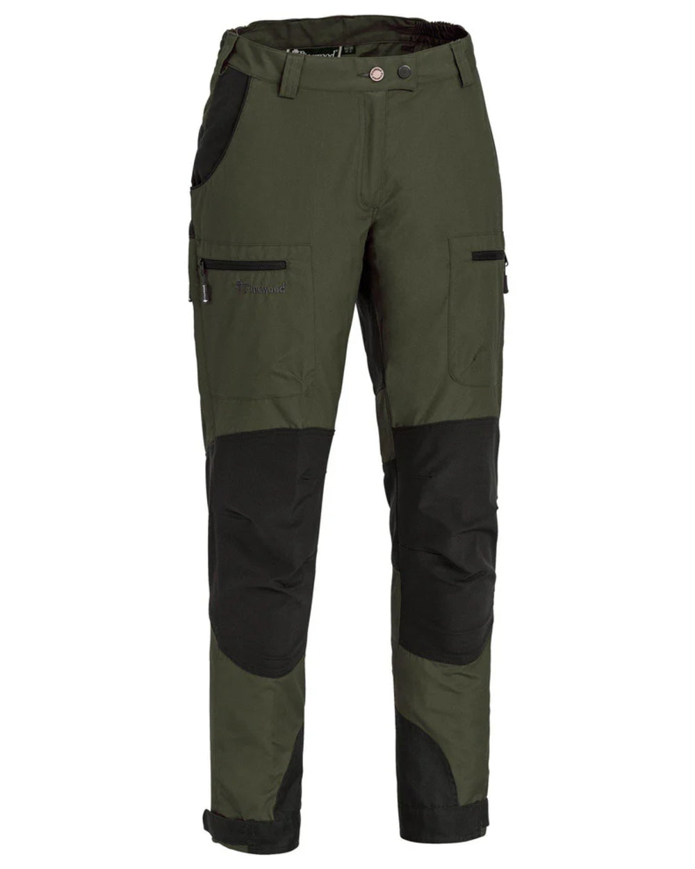 Moss Green Black coloured Pinewood Womens Caribou TC Trousers on white background