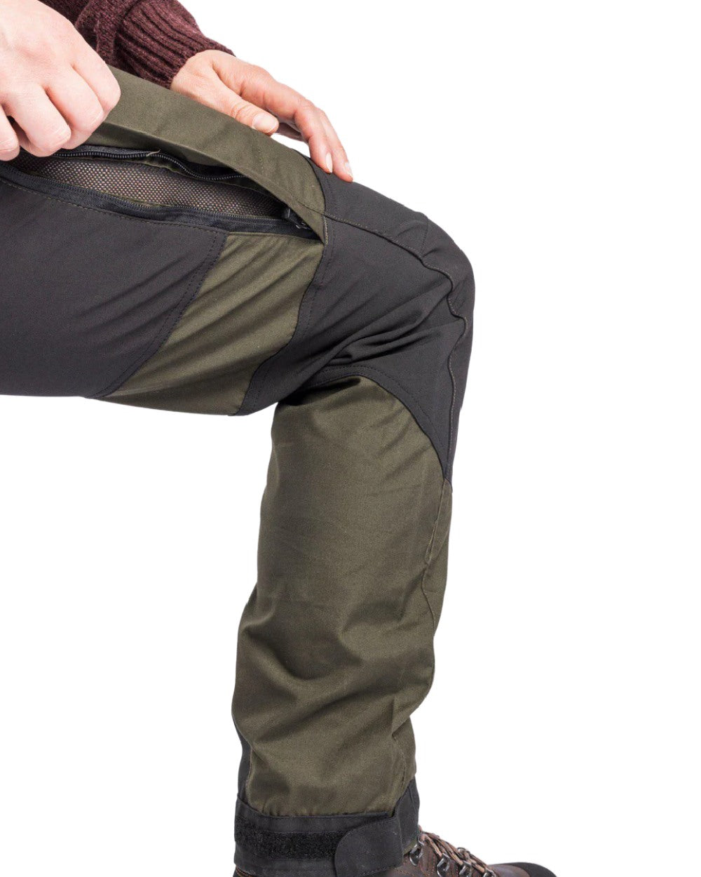 Moss Green Black coloured Pinewood Womens Caribou TC Trousers on white background