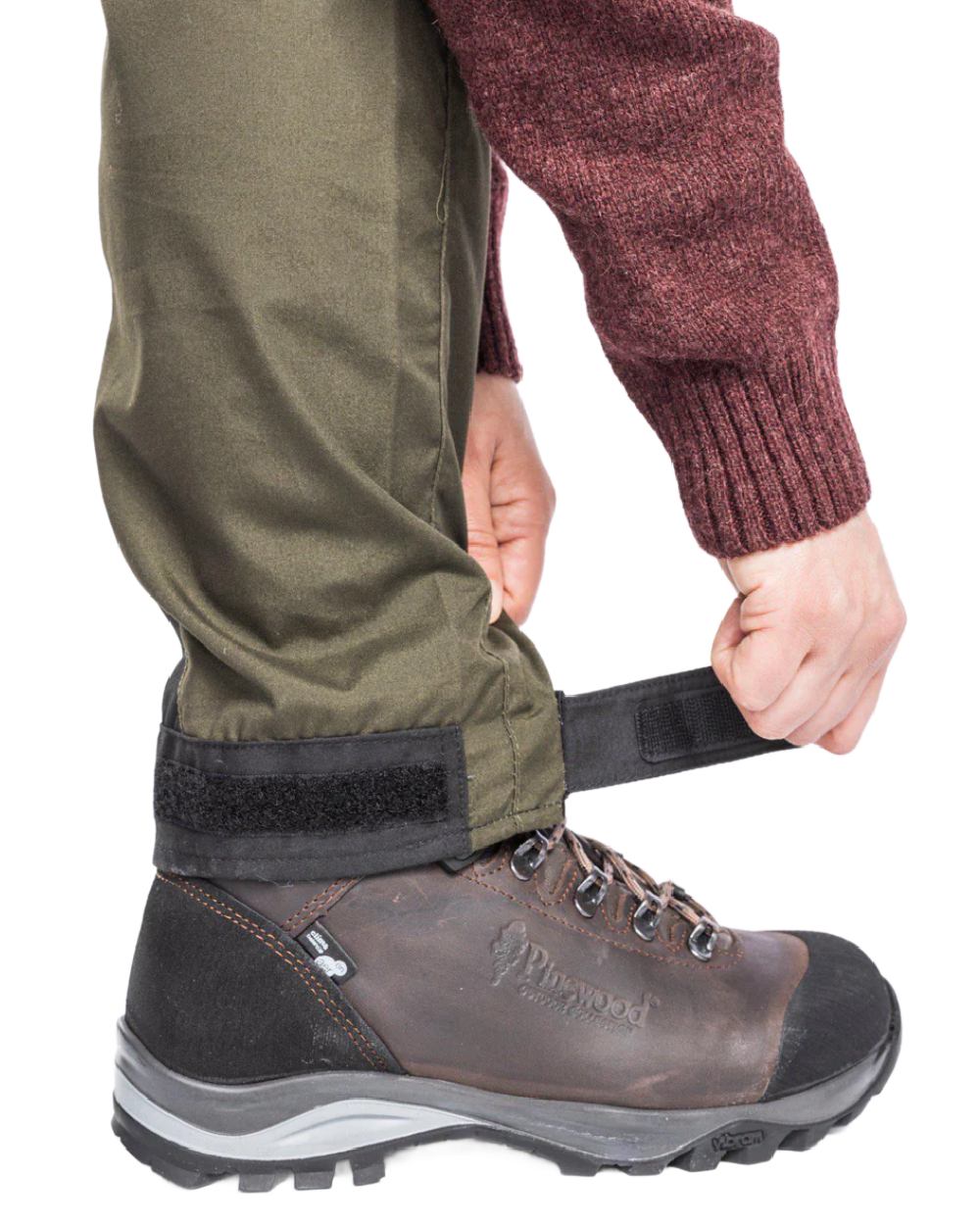 Moss Green Black coloured Pinewood Womens Caribou TC Trousers on white background