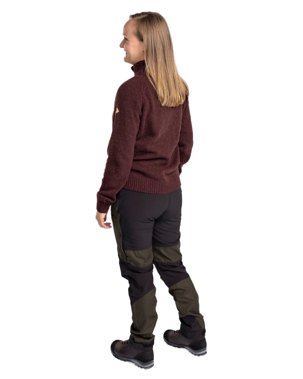 Moss Green Black coloured Pinewood Womens Caribou TC Trousers on white background