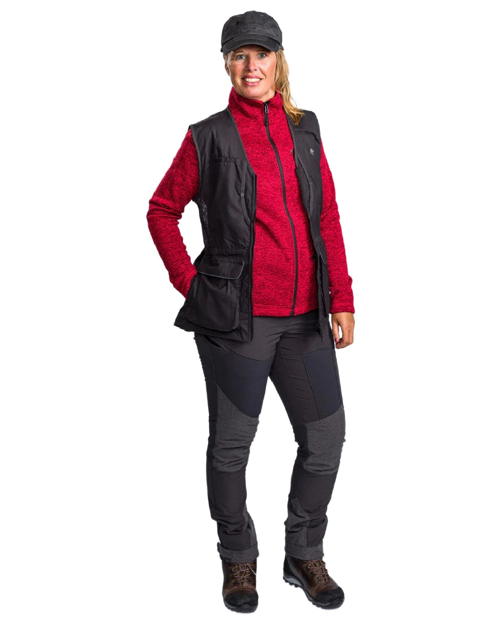 Black Dark Anthracite coloured Pinewood Womens Dog Sports 2.0 Vest on white background
