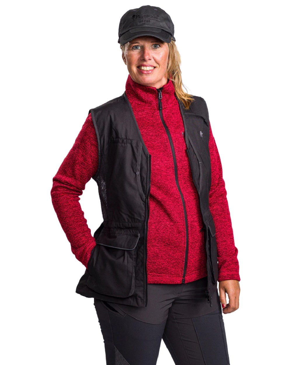 Black Dark Anthracite coloured Pinewood Womens Dog Sports 2.0 Vest on white background