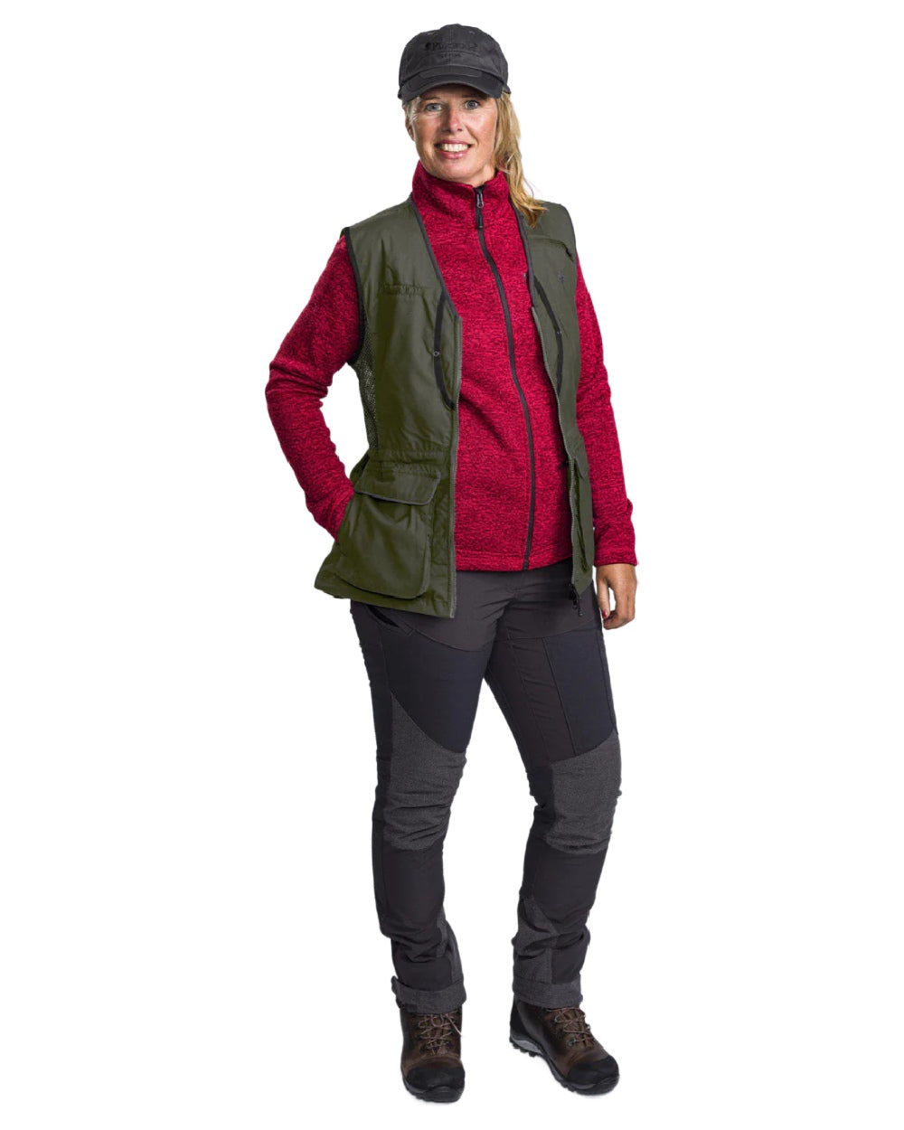 Black Moss Green coloured Pinewood Womens Dog Sports 2.0 Vest on white background