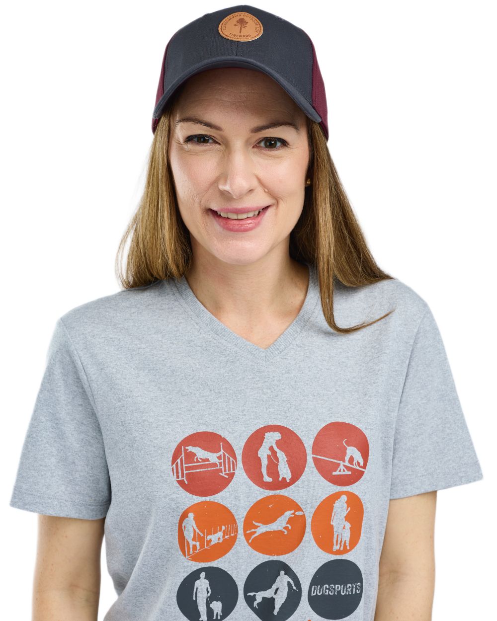 Light Grey Melange Activity coloured Pinewood Womens Dog Sports T-Shirt on white background