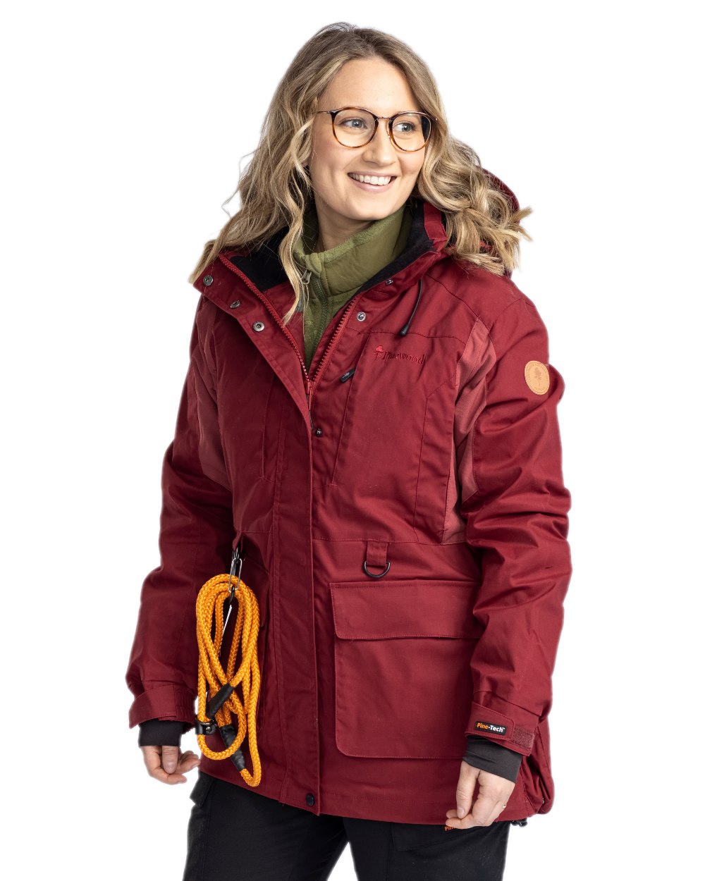 Dark Tomato Dark Red Coloured Pinewood Womens Dog Sports Trainer Extreme Jacket on white background