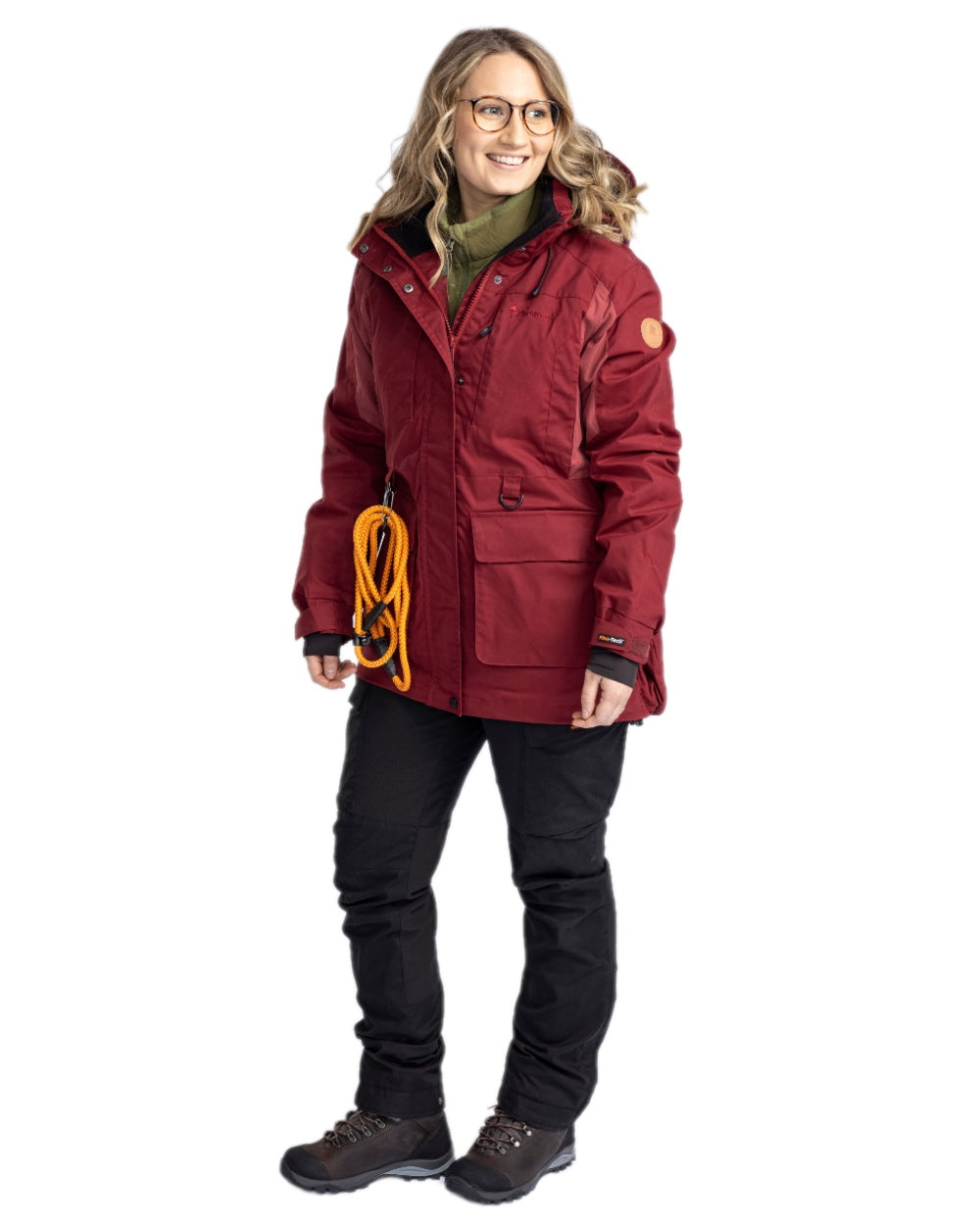 Dark Tomato Dark Red Coloured Pinewood Womens Dog Sports Trainer Extreme Jacket on white background