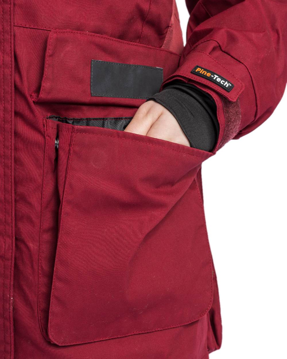 Dark Tomato Dark Red Coloured Pinewood Womens Dog Sports Trainer Extreme Jacket on white background