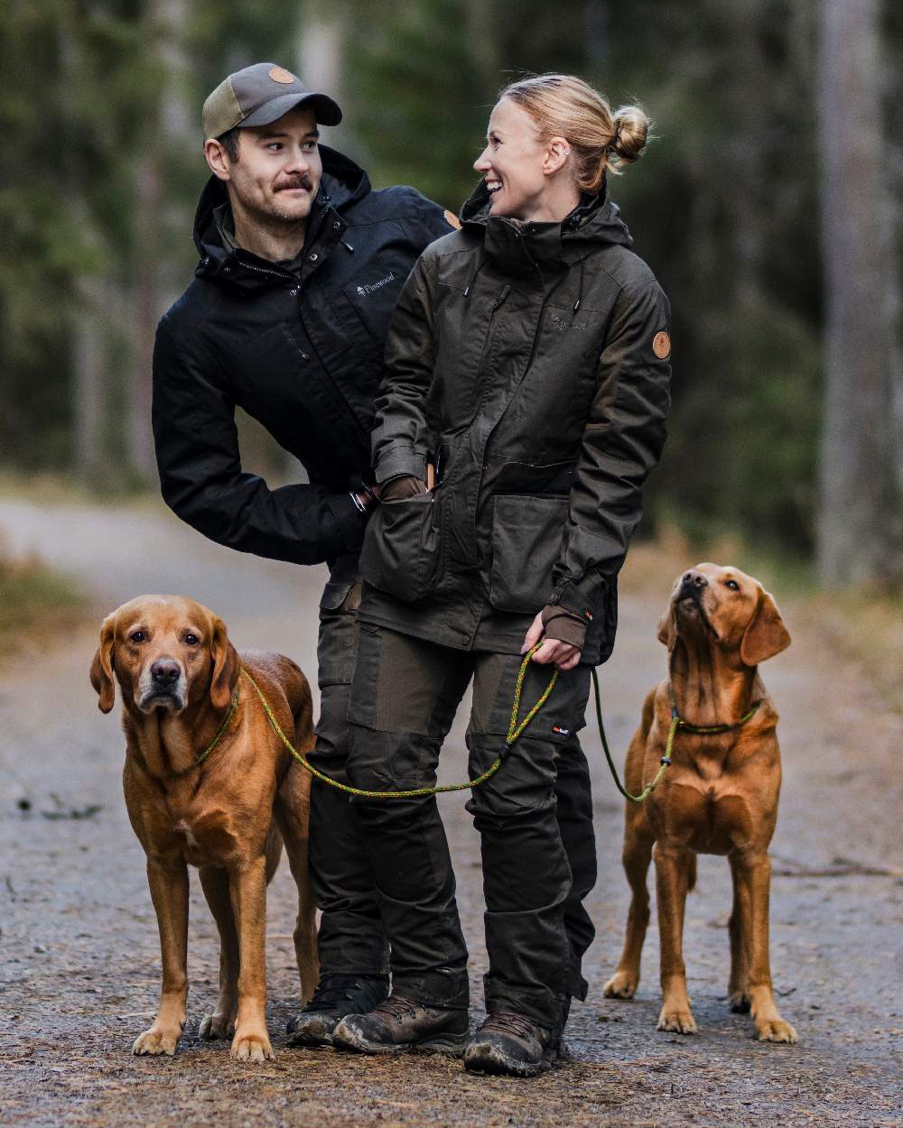 Moss Green Coloured Pinewood Womens Dog Sports Trainer Extreme Jacket on outdoor background