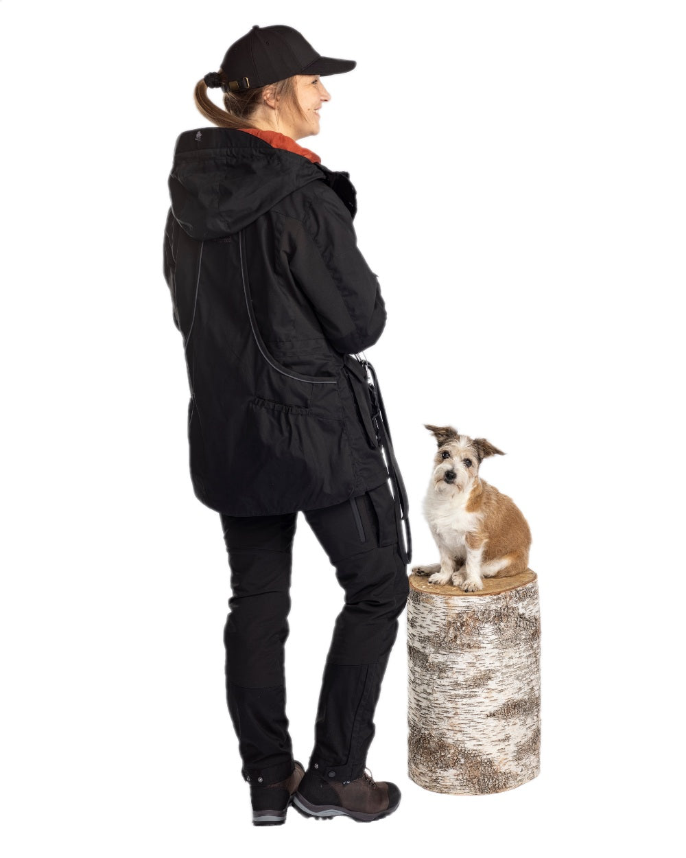 Black Coloured Pinewood Womens Dog Sports Trainer Trousers on white background