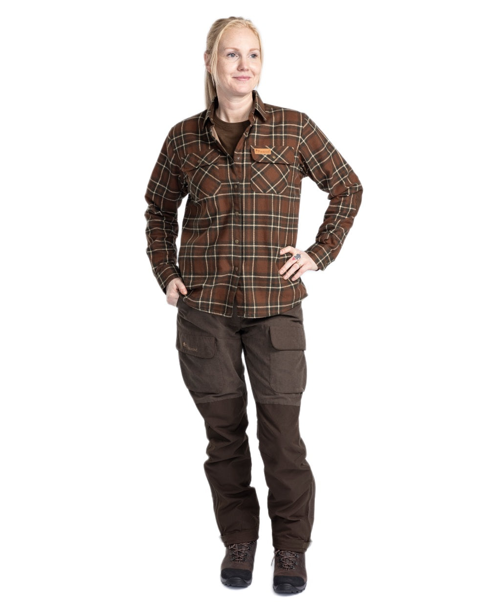 Nougat Beige coloured Pinewood Womens Douglas Shirt on white background