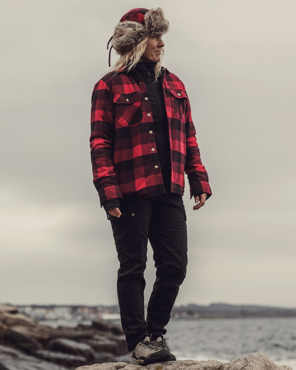 Black Coloured Pinewood Womens Finnveden Classic Trousers on outdoor background