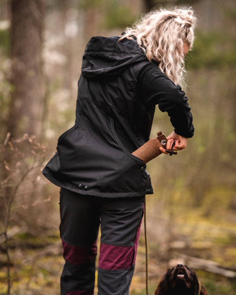 Black Coloured Pinewood Womens Finnveden Fleece Jacket on outdoor background