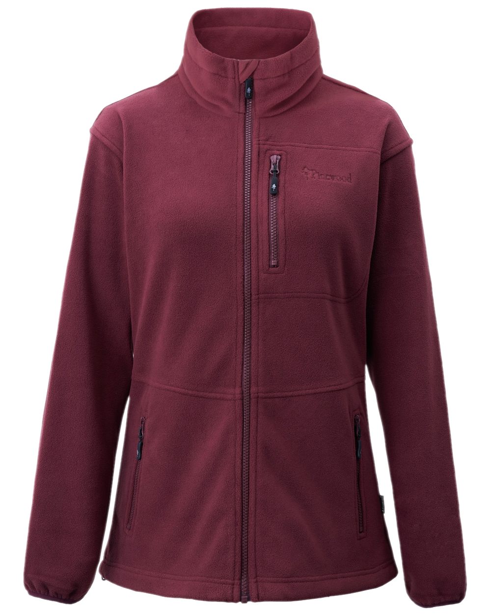 Earth Plum Coloured Pinewood Womens Finnveden Fleece Jacket on white background