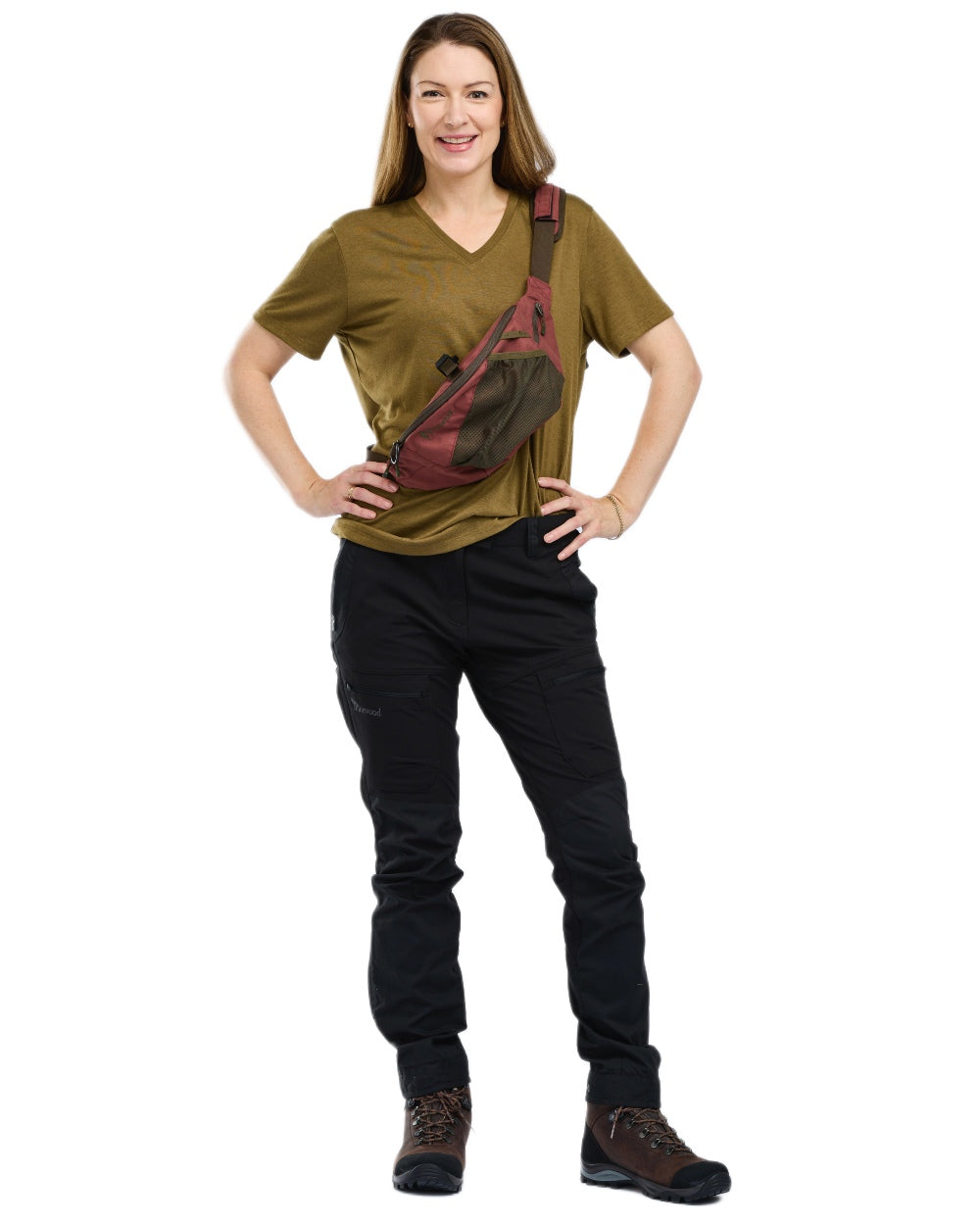 Olive Green coloured Pinewood Womens Finnveden Forest T-Shirt on white background