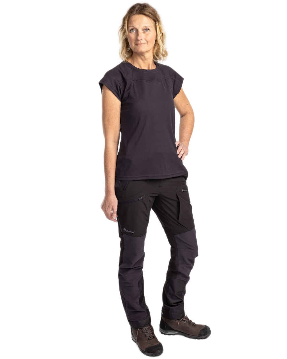Black coloured Pinewood Womens Finnveden Function T-Shirt on white background