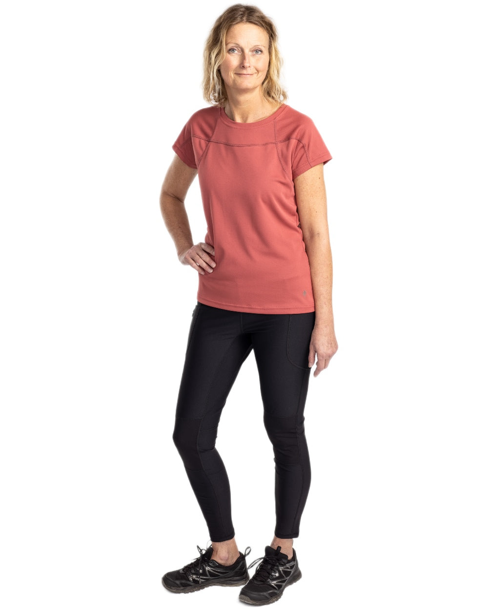 Rusty Pink coloured Pinewood Womens Finnveden Function T-Shirt on white background