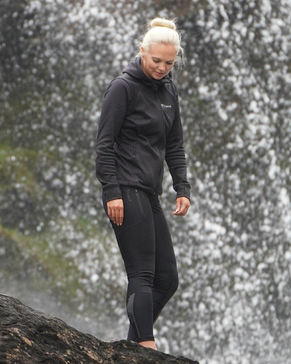 Black Coloured Pinewood Womens Finnveden Hoodie on outdoor background