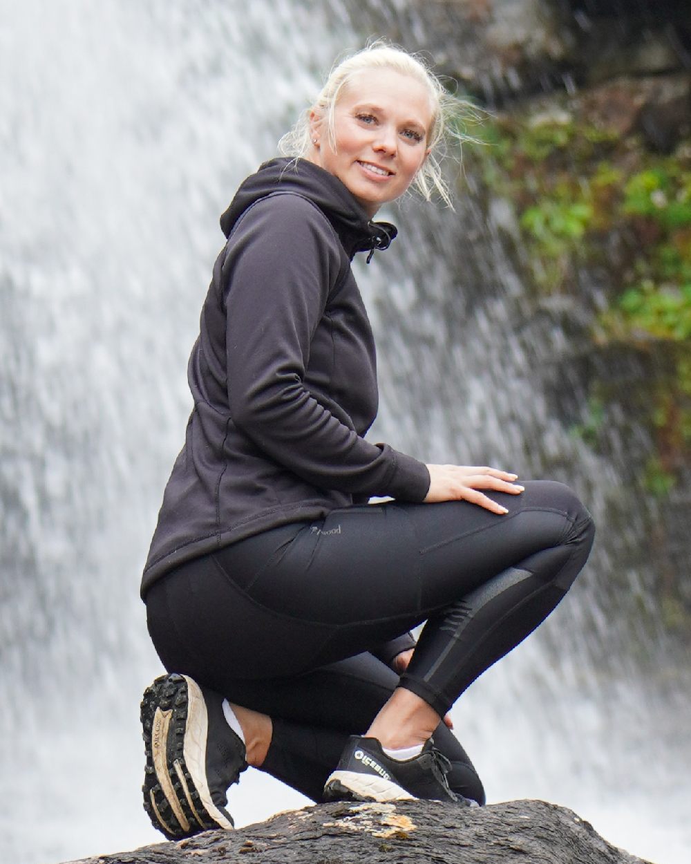 Black Coloured Pinewood Womens Finnveden Hoodie on outdoor background