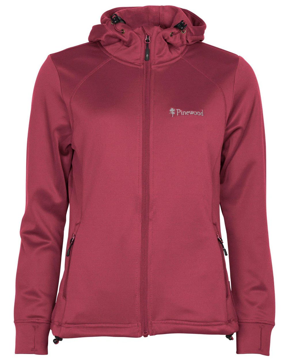 Dusty Dark Pink coloured Pinewood Womens Finnveden Hoodie on white background