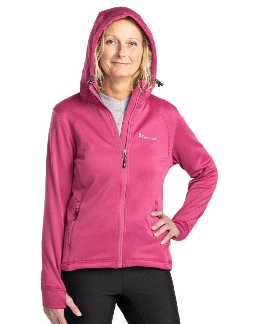 Dusty Dark Pink coloured Pinewood Womens Finnveden Hoodie on white background