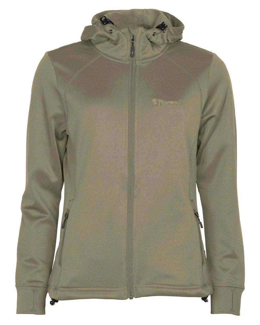 Mid Khaki coloured Pinewood Womens Finnveden Hoodie on white background