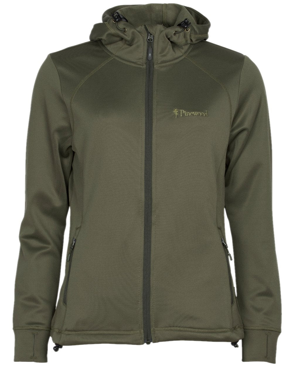 Olive Coloured Pinewood Womens Finnveden Hoodie on white background
