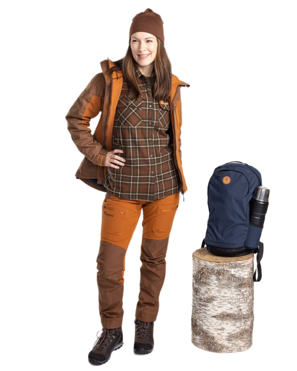 Fudge Nougat Coloured Pinewood Womens Finnveden Hybrid Extreme Jacket on white background