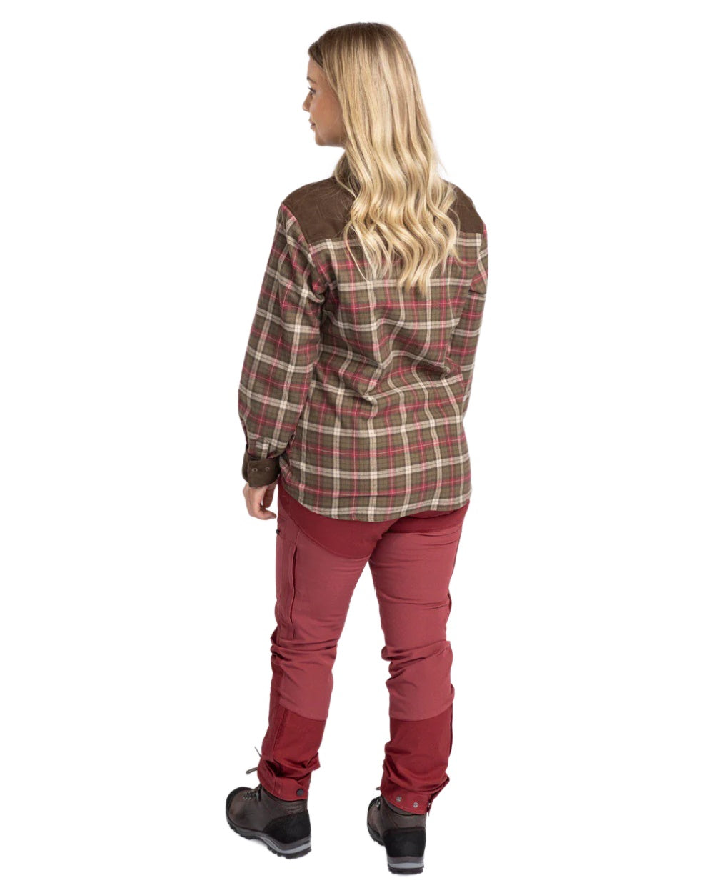 Dark Red Dark Tomato coloured Pinewood Womens Finnveden Hybrid Trousers on white background