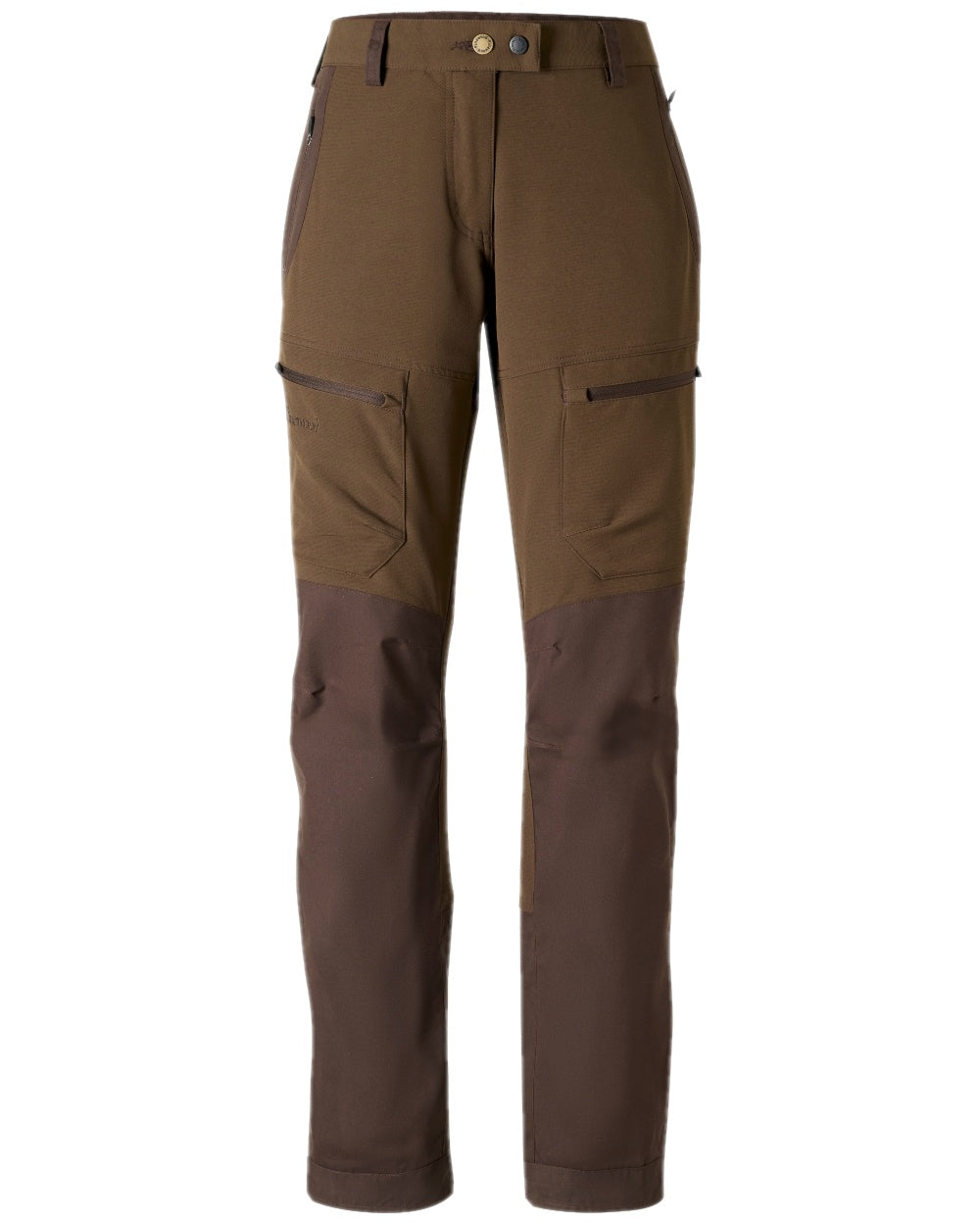 Dark Brown Coloured Pinewood Womens Finnveden Hybrid Trousers on white background