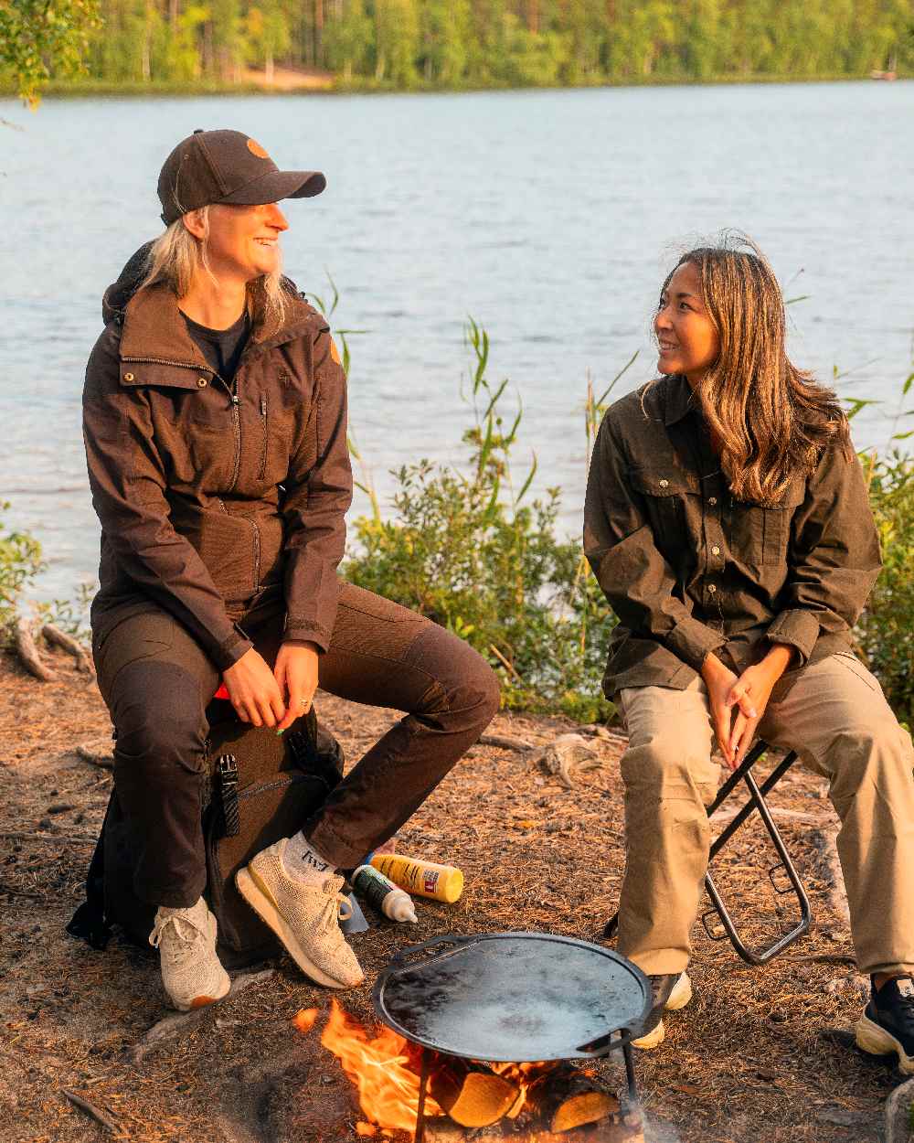 Dark Brown Coloured Pinewood Womens Finnveden Hybrid Trousers on outdoor background