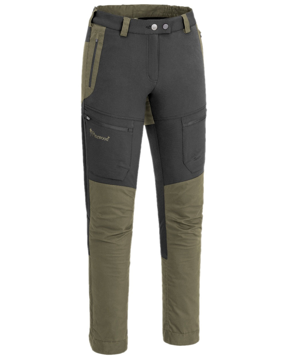 Mid Green Dark Anthracite Coloured Pinewood Womens Finnveden Hybrid Trousers on white background