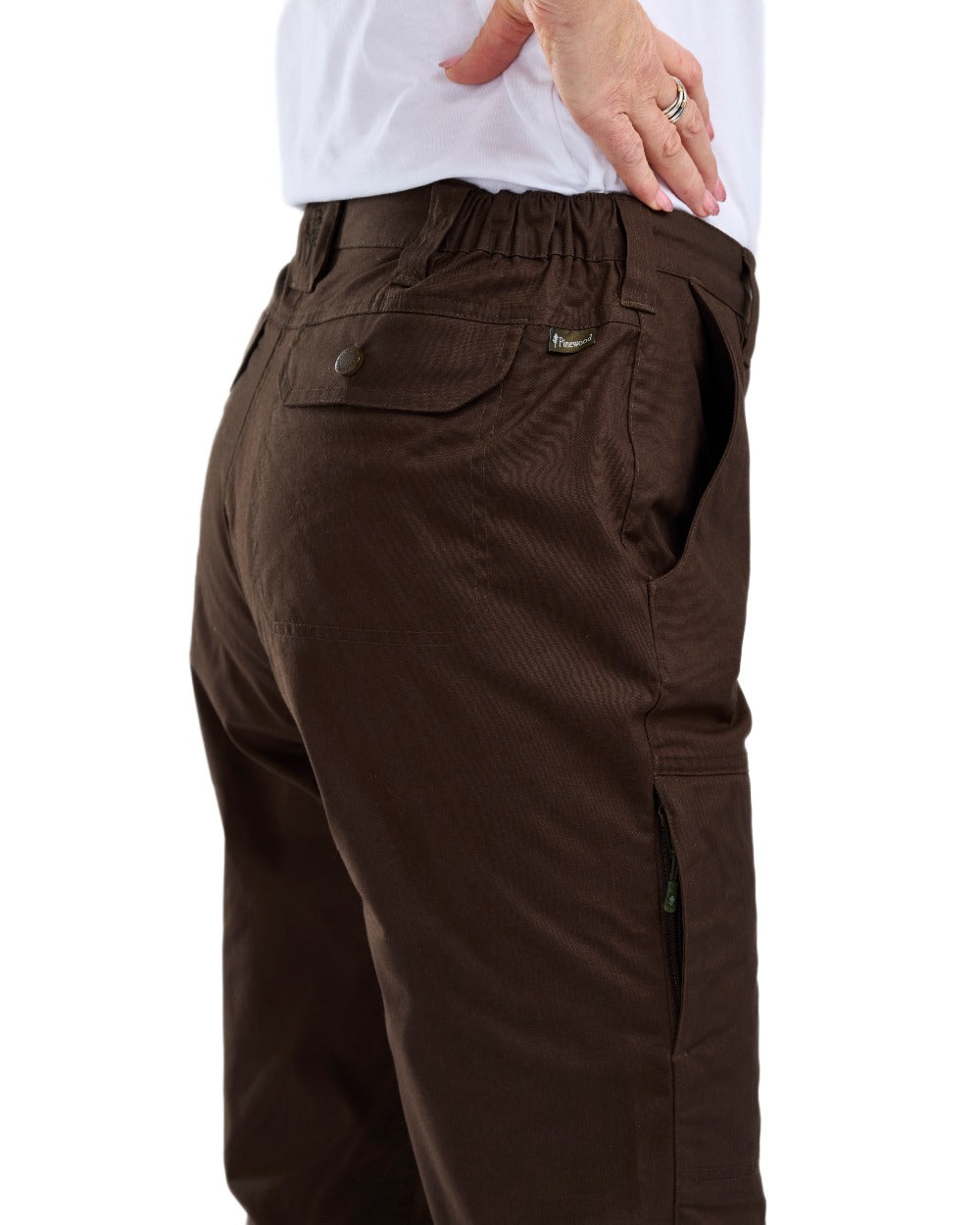 Dark Brown Coloured Pinewood Womens Finnveden Outdoor Trousers on white background