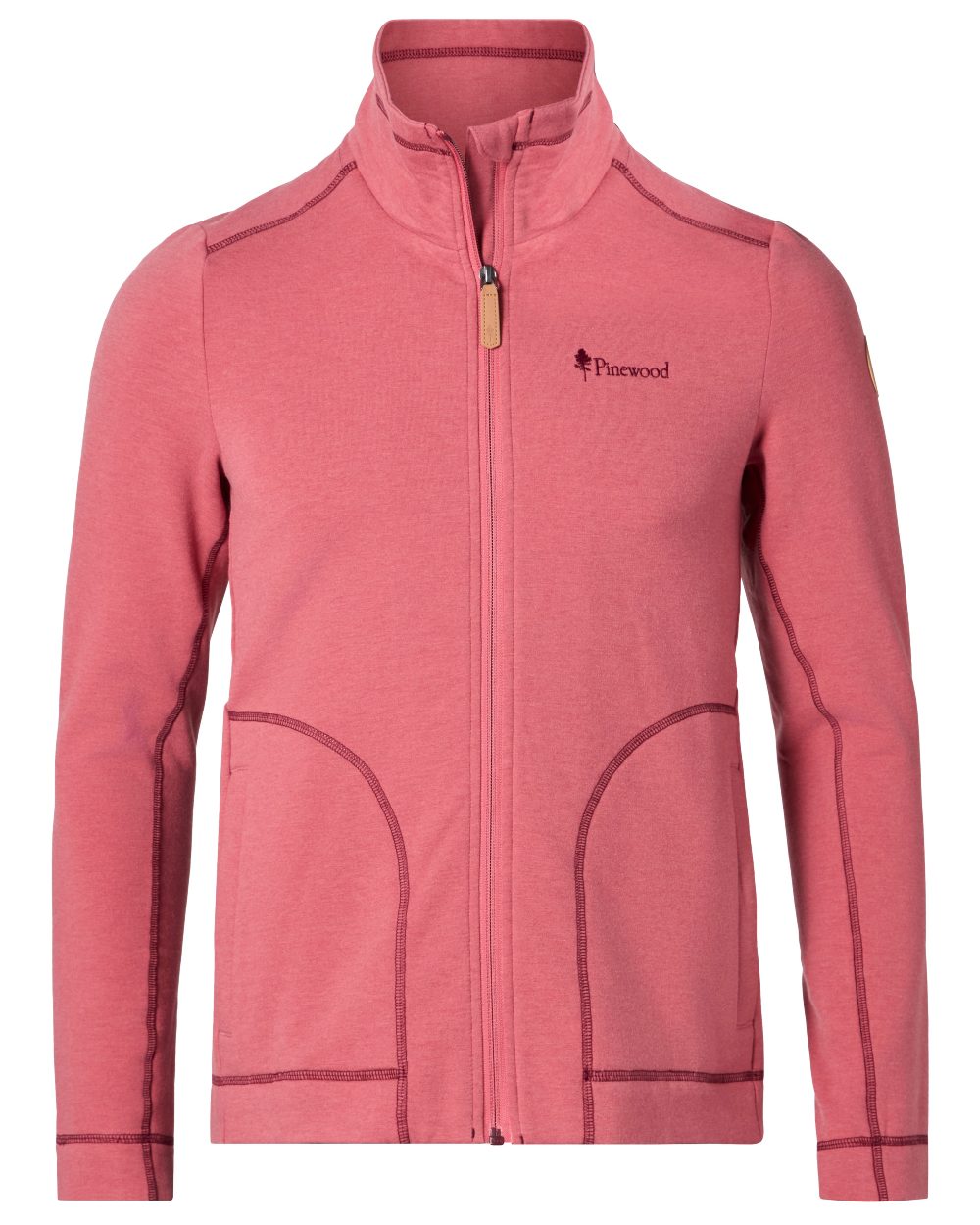 Cherry Pink coloured Pinewood Womens Finnveden Powerfleece Jacket on white background