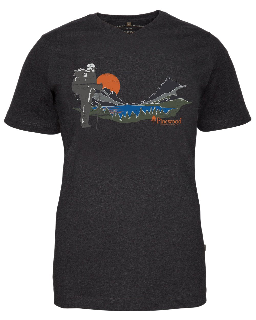 Dark Anthracite Melange Sunset coloured Pinewood Womens Finnveden Recycled Outdoor T-Shirt on white background
